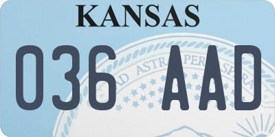 KS license plate 036AAD
