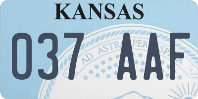 KS license plate 037AAF