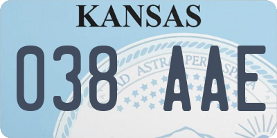 KS license plate 038AAE