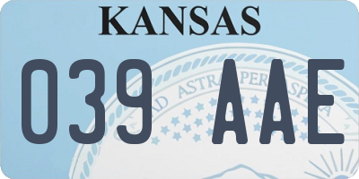 KS license plate 039AAE