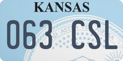 KS license plate 063CSL