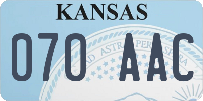 KS license plate 070AAC
