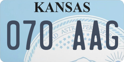 KS license plate 070AAG