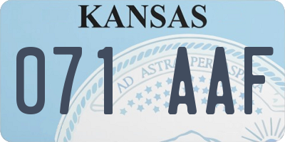 KS license plate 071AAF