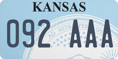 KS license plate 092AAA