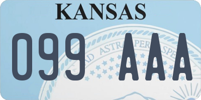 KS license plate 099AAA