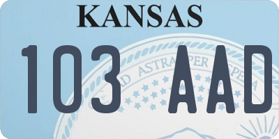 KS license plate 103AAD