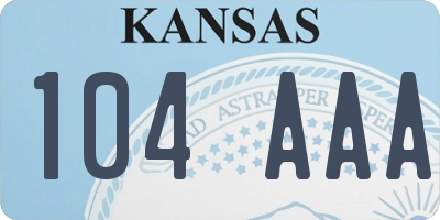 KS license plate 104AAA