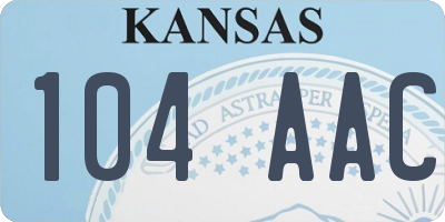 KS license plate 104AAC