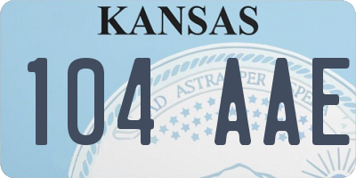 KS license plate 104AAE