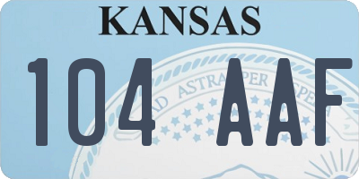KS license plate 104AAF