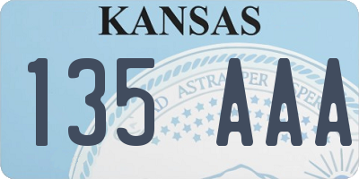 KS license plate 135AAA