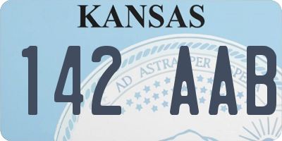 KS license plate 142AAB