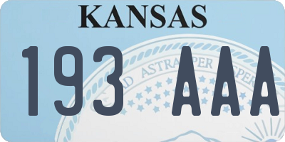 KS license plate 193AAA