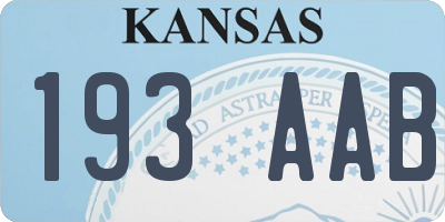 KS license plate 193AAB