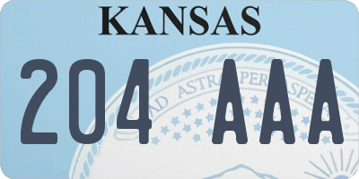KS license plate 204AAA