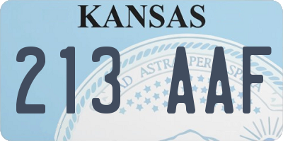 KS license plate 213AAF