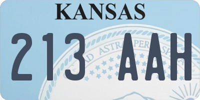 KS license plate 213AAH