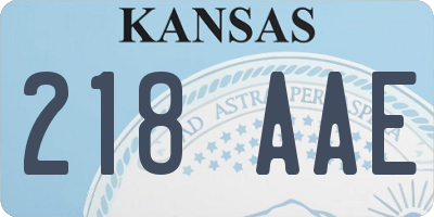 KS license plate 218AAE