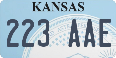KS license plate 223AAE