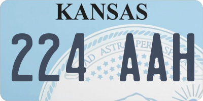 KS license plate 224AAH
