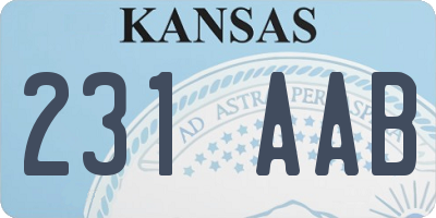 KS license plate 231AAB