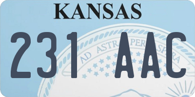 KS license plate 231AAC