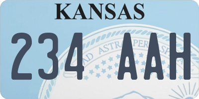 KS license plate 234AAH