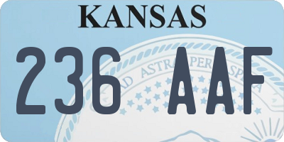 KS license plate 236AAF