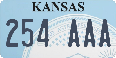 KS license plate 254AAA