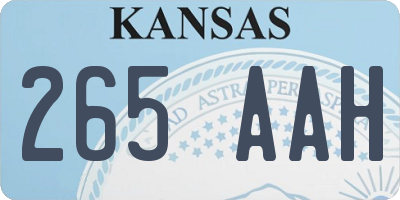 KS license plate 265AAH