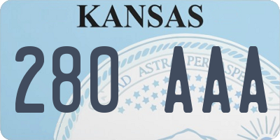 KS license plate 280AAA