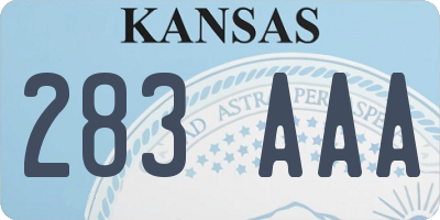 KS license plate 283AAA