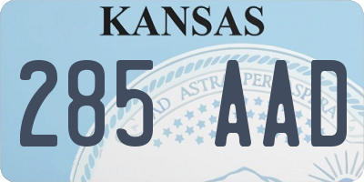 KS license plate 285AAD