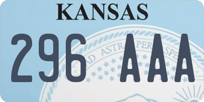 KS license plate 296AAA