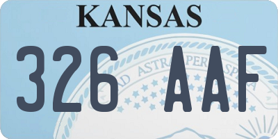 KS license plate 326AAF