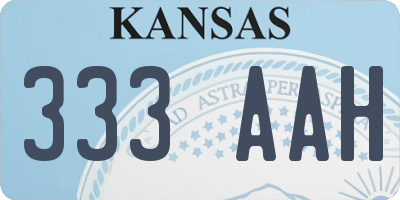 KS license plate 333AAH