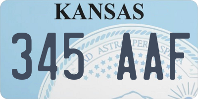 KS license plate 345AAF
