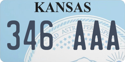 KS license plate 346AAA