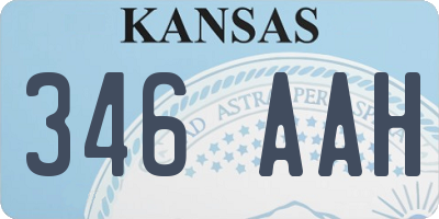 KS license plate 346AAH
