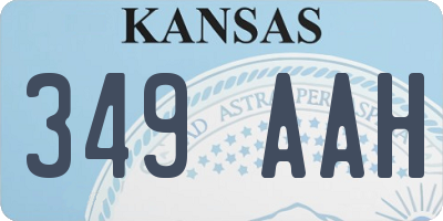 KS license plate 349AAH