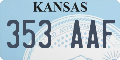 KS license plate 353AAF