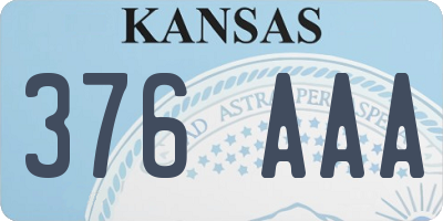 KS license plate 376AAA