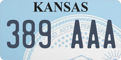 KS license plate 389AAA