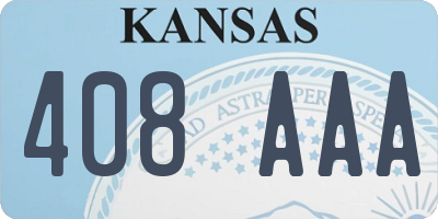 KS license plate 408AAA