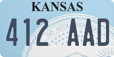 KS license plate 412AAD