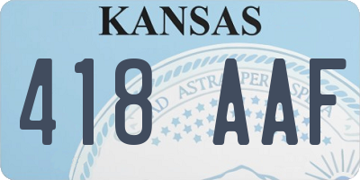 KS license plate 418AAF