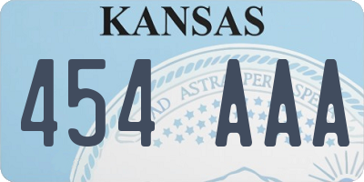 KS license plate 454AAA