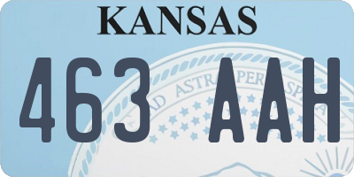 KS license plate 463AAH