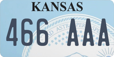 KS license plate 466AAA